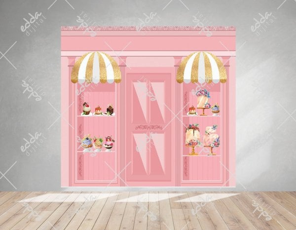 Pembe Pastane Vitrini Kişiye Özel Tasarım  Afiş