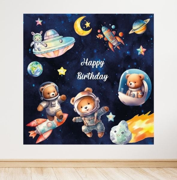Uzay Temalı Doğum Günü Afişi