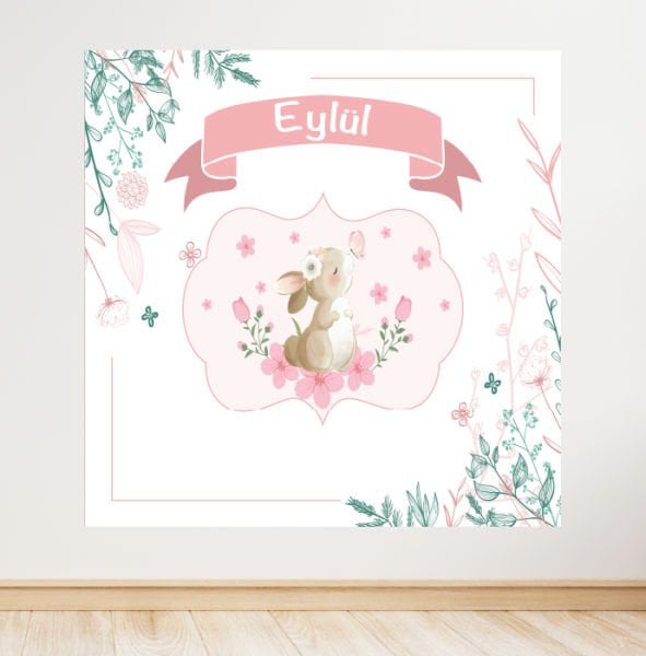 Tavşan Konseptli Doğum Günü Afişi