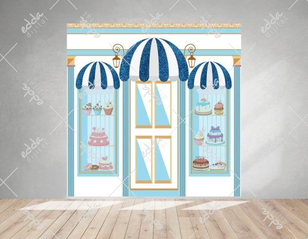 Mavi Pastane Temalı Doğum Günü Afişi