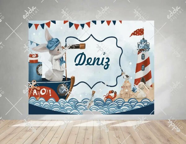 Tavşan Temalı Denizli Doğum Günü Afişi