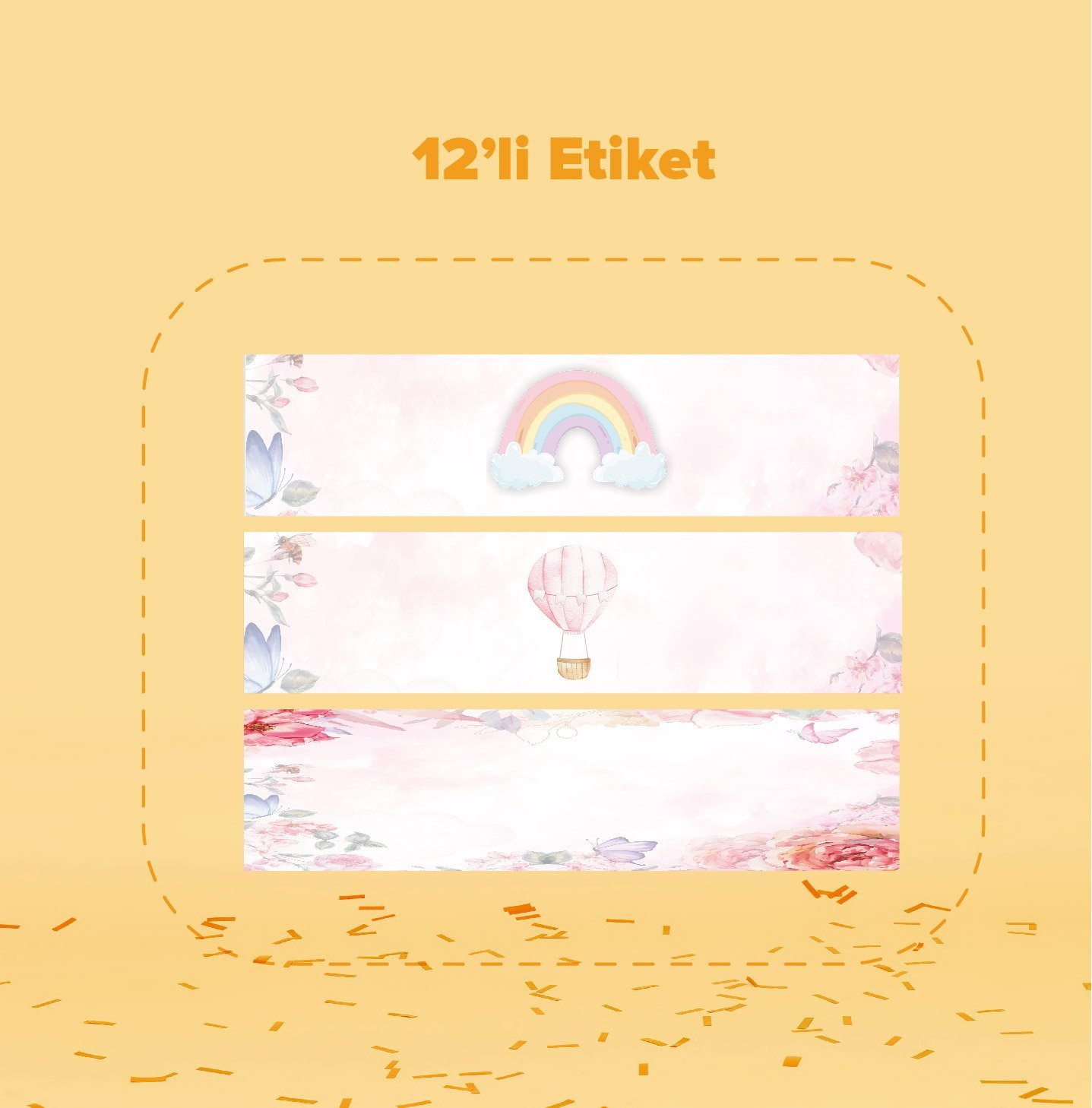 Uçan Balon Temalı Su Şişesi Etiketi