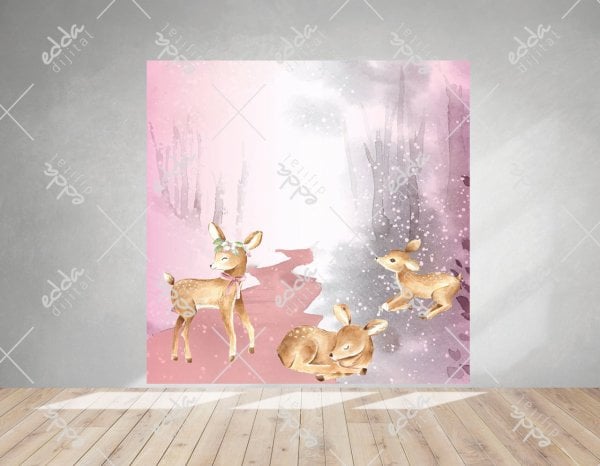 Woodland Geyik Temalı Doğum Günü Afişi