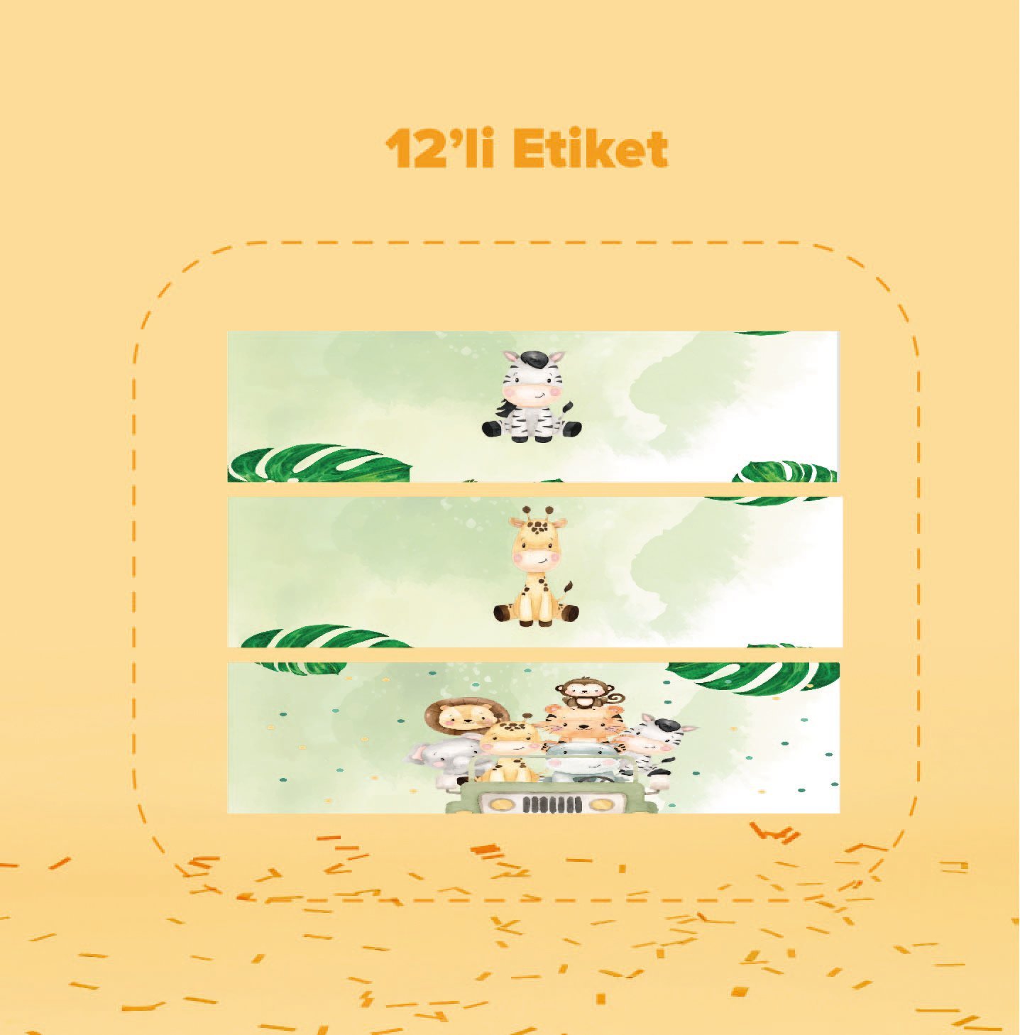 Safari Temalı Su Şişesi Etiketi