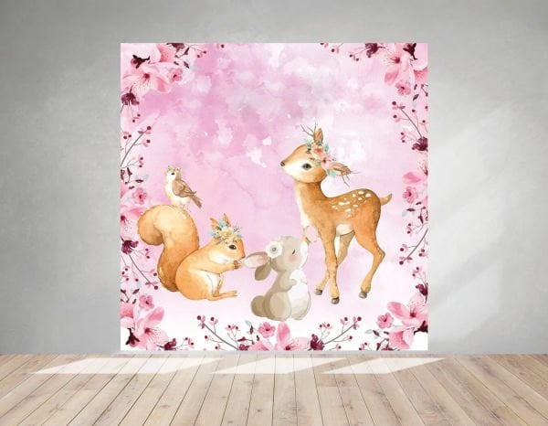 Woodland Pembe Renkli Geyikli  Afiş