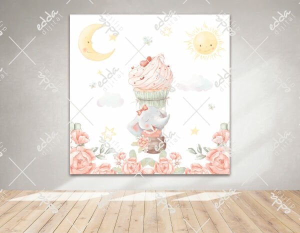 Fil ve Çiçek Temalı Afiş