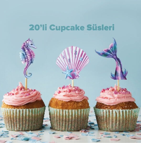 Denizkızı Konseptli Cupcake Süsü