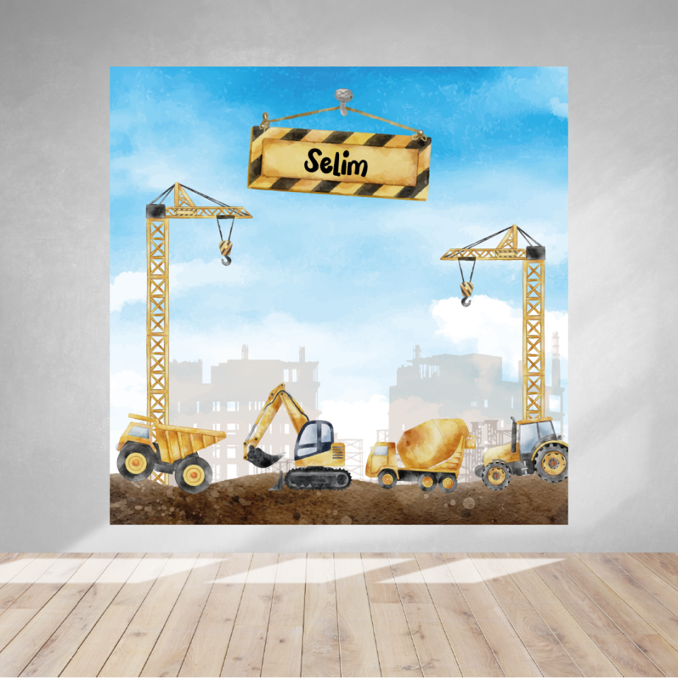 İnşaat Temalı Doğum Günü Afişi