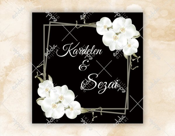 Siyah Zemin Üzerine Orkide Desenli Dans Pisti Kaplaması