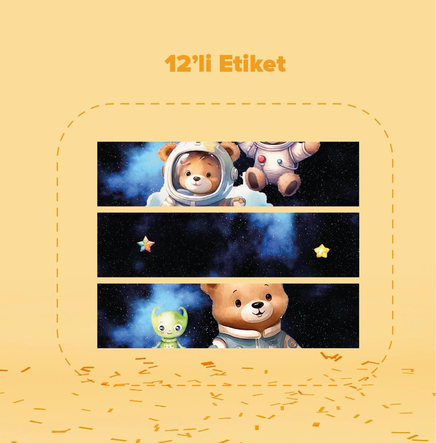 Uzay Temalı Su Şişesi Etiketi