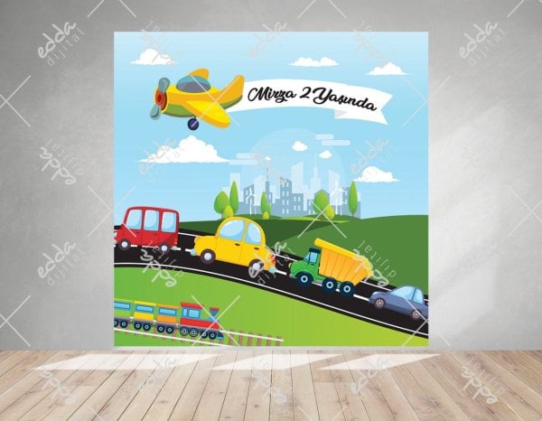 Arabalar  Temalı Doğum Günü Afişi