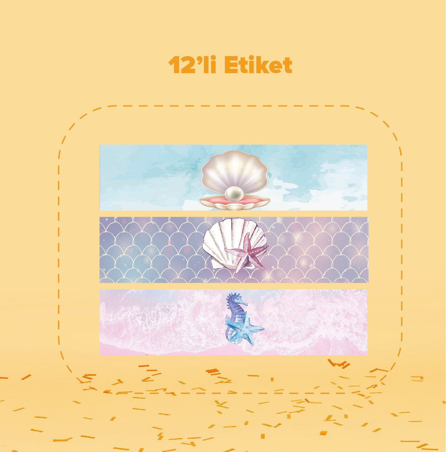 İnci Temalı Su Şişesi Etiketi