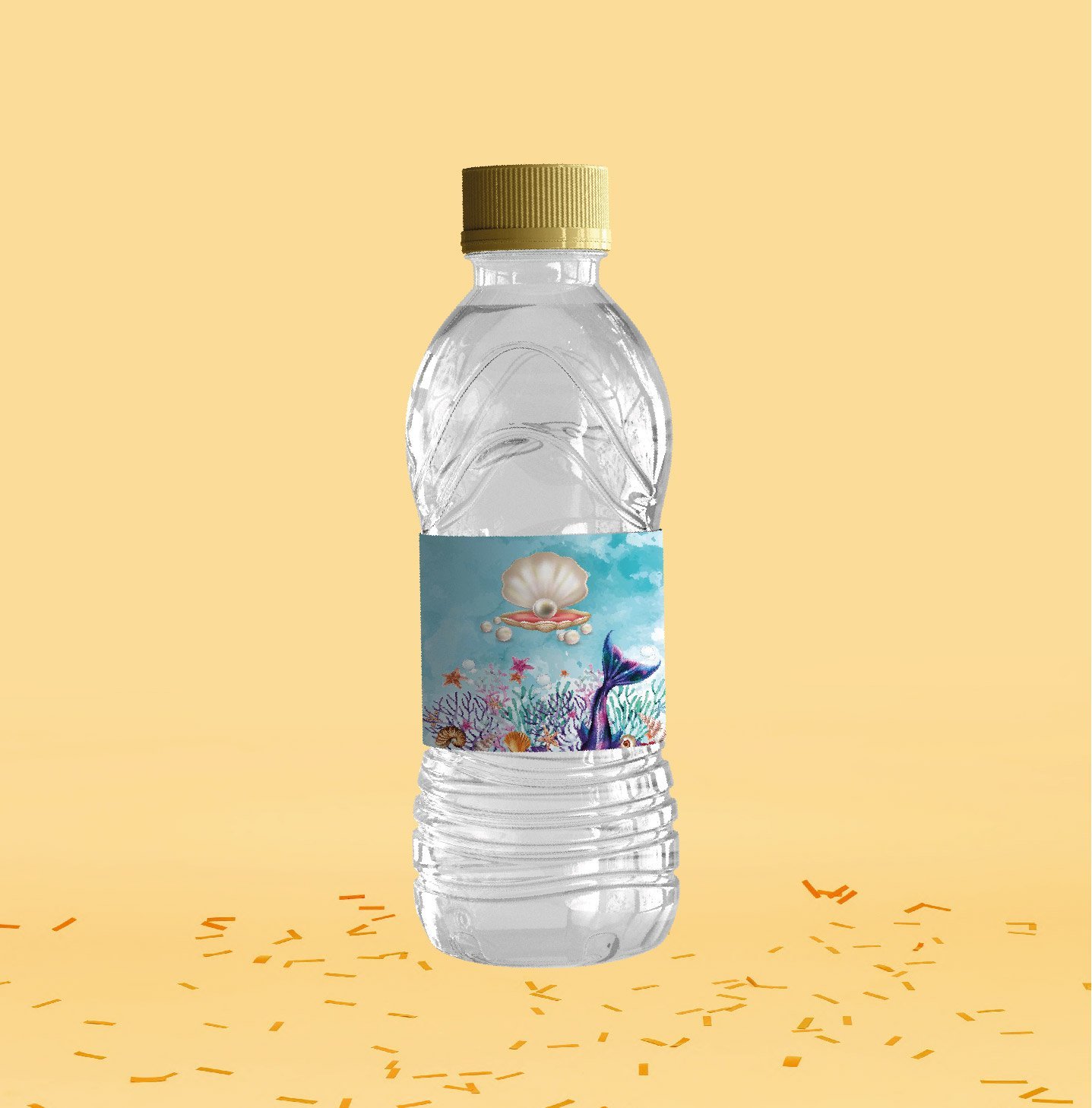 İnci Temalı Su Şişesi Etiketi