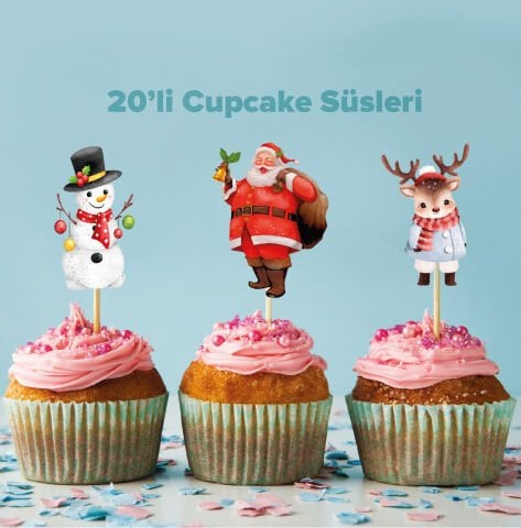 Yılbaşı Konseptli Cupcake Süsü