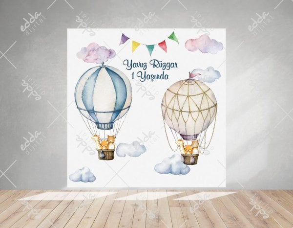 Balon Temalı Doğum Günü Afişi