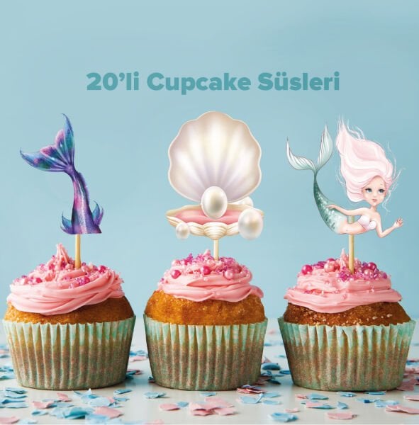Denizkızı Konseptli Cupcake Süsü