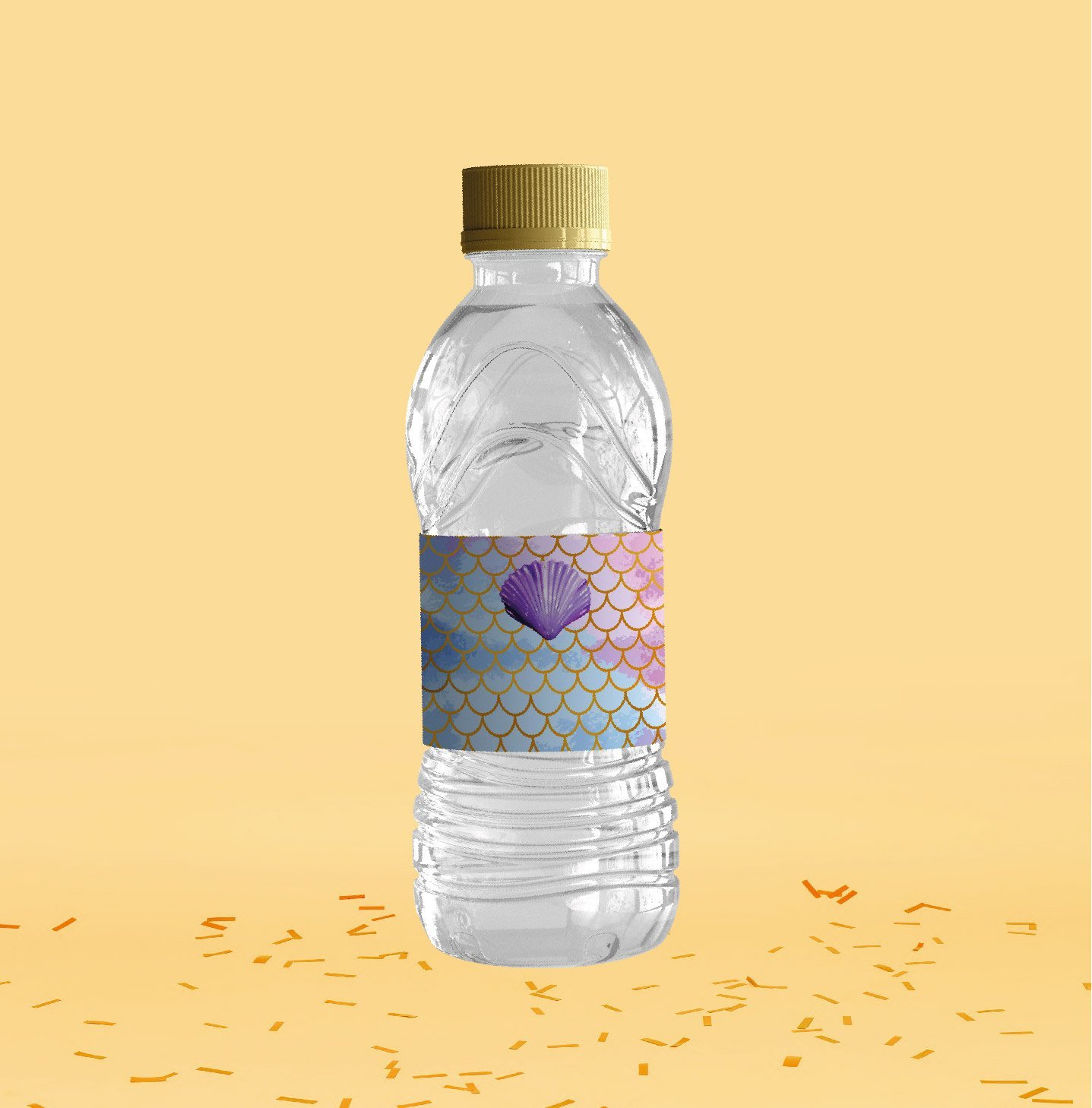 Denizkızı Temalı Su Şişesi Etiketi