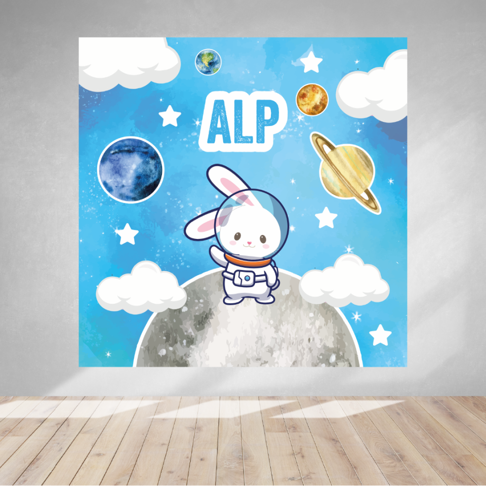 Uzay Temalı Doğum Günü Afişi