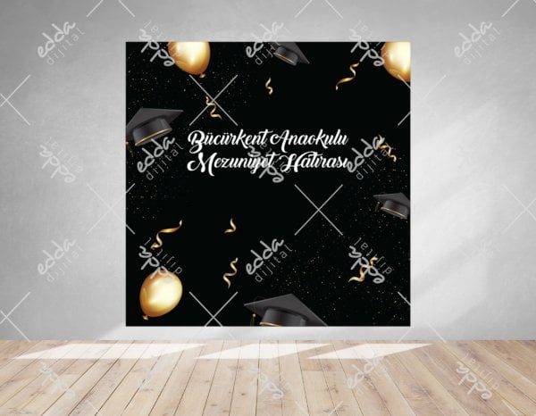 Balon ve Kep Temalı Mezuniyet Afişi