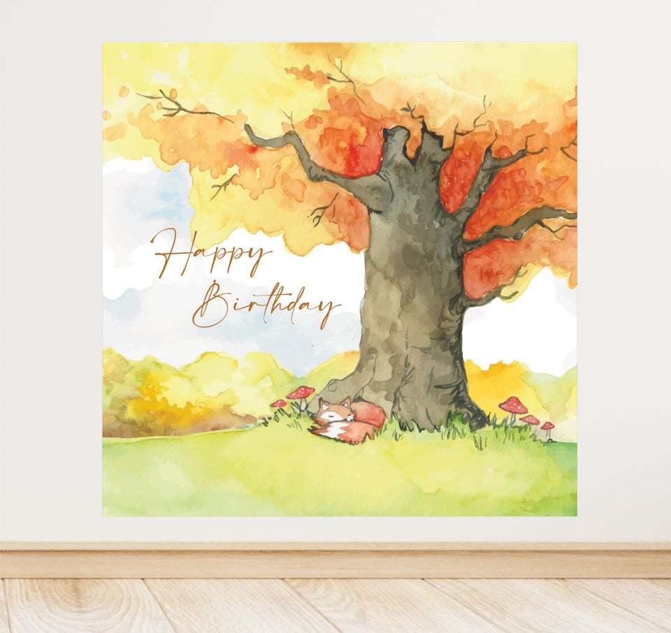 Sonbahar Temalı Doğum Günü Afiş