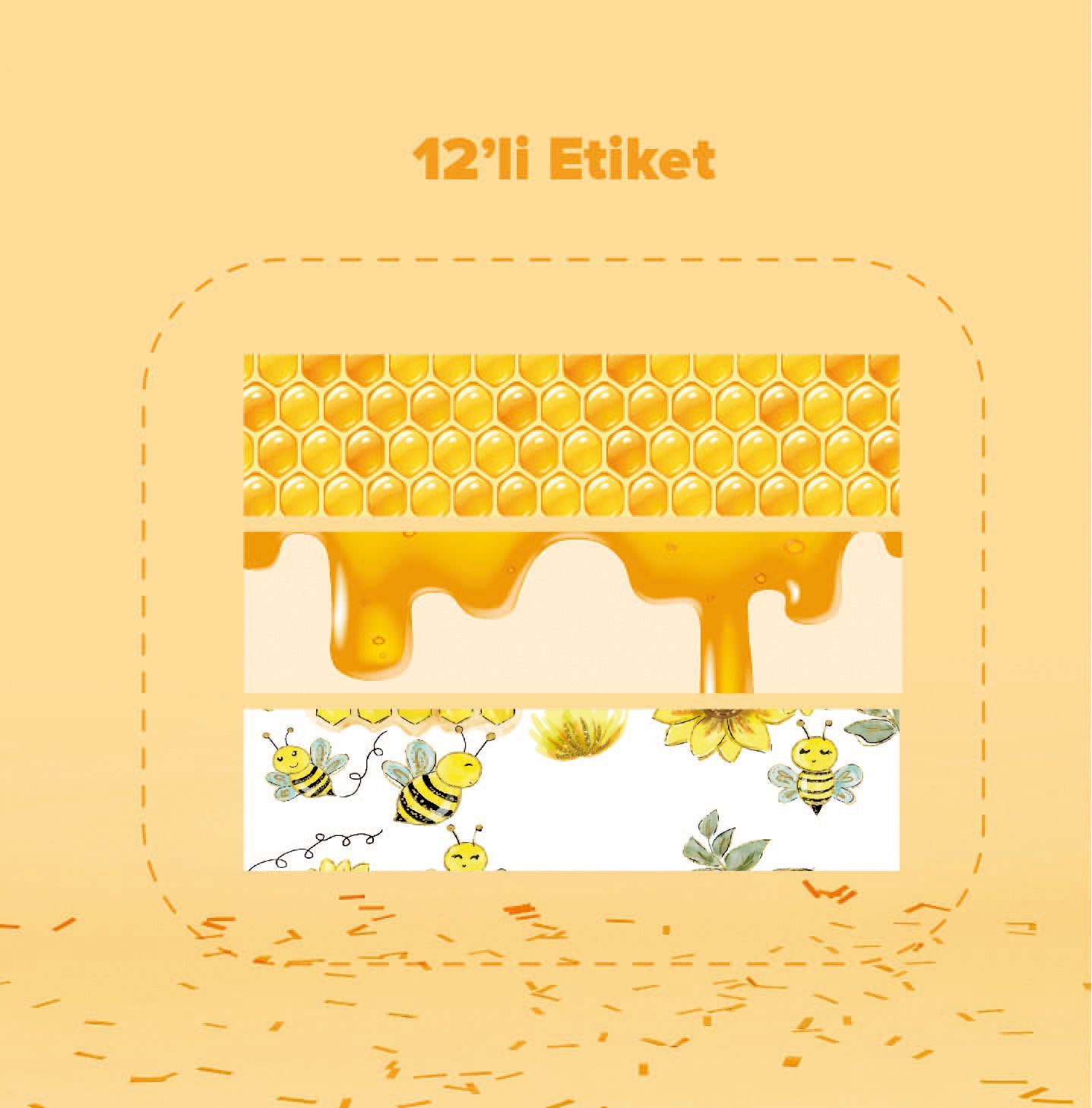 Arı Temalı Su Şişesi Etiketi