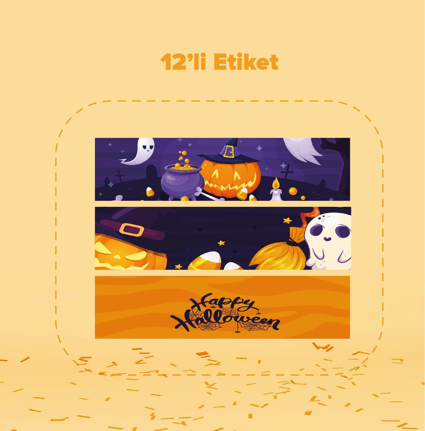 Halloween Temalı Su Şişesi Etiketi