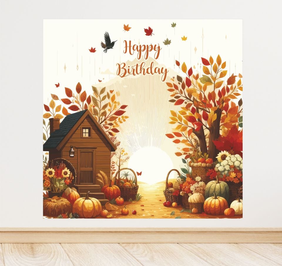 Sonbahar Temalı Doğum Günü Afiş