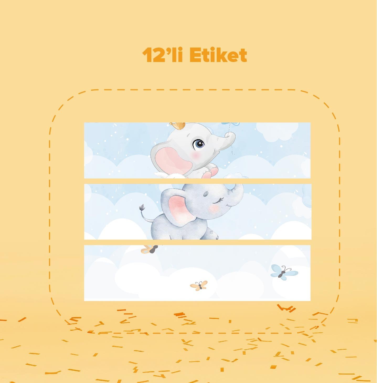 Fil Temalı Su Şişesi Etiketi