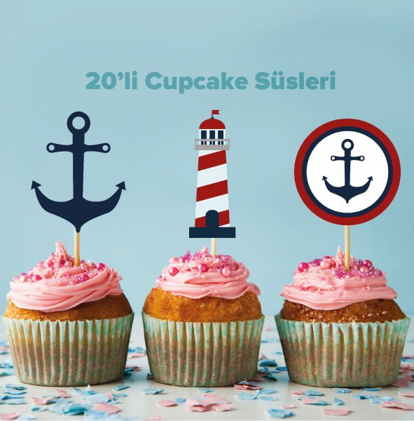 Çapa Konseptli Cupcake Süsü