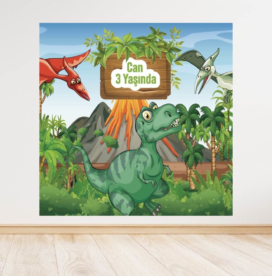 Dinozor Temalı Doğum Günü Afişi