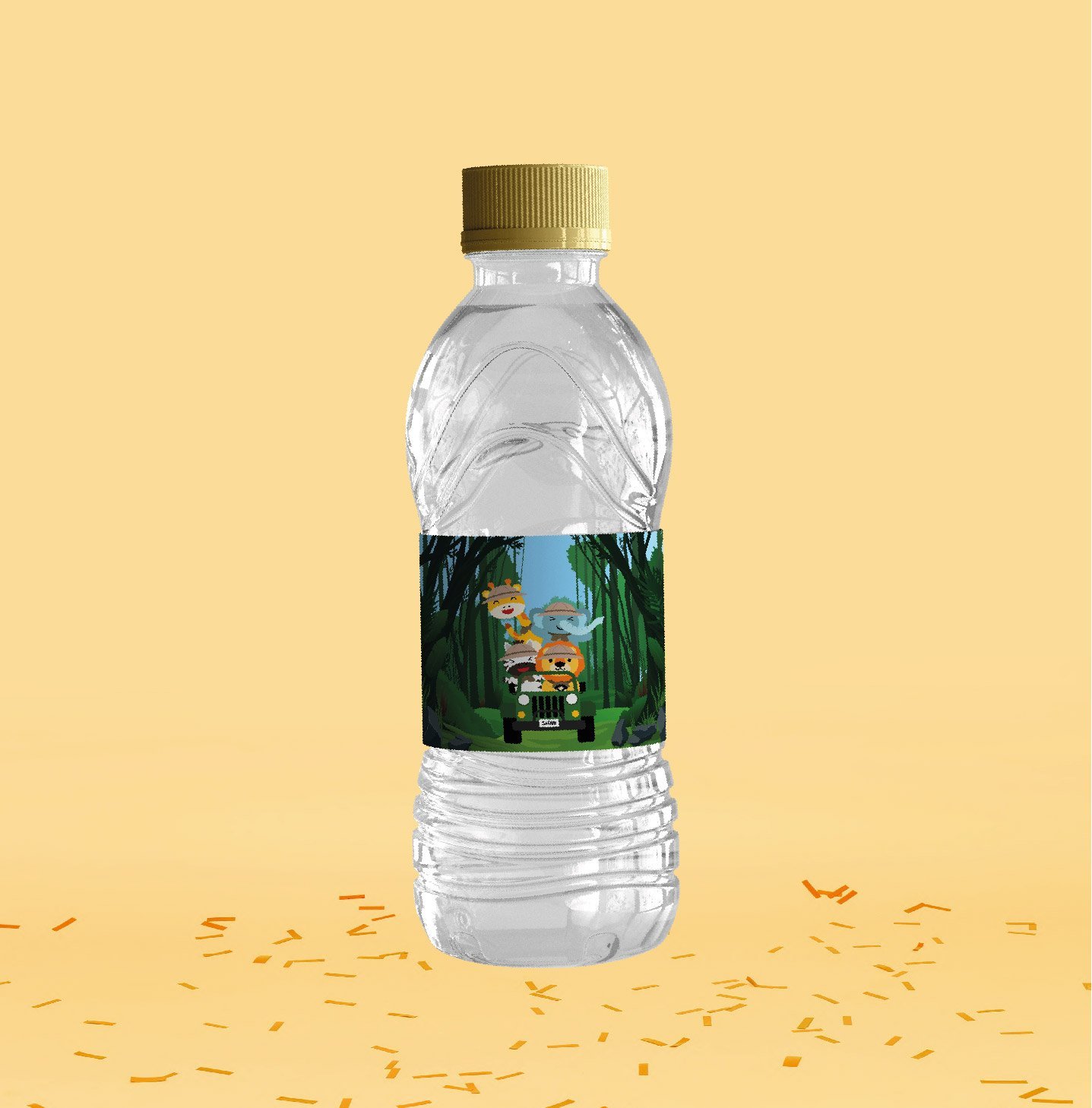 Baby Safari Temalı Su Şişesi Etiketi