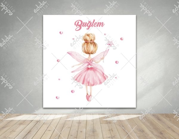 Peri Temalı Pembe Doğum Günü Afişi