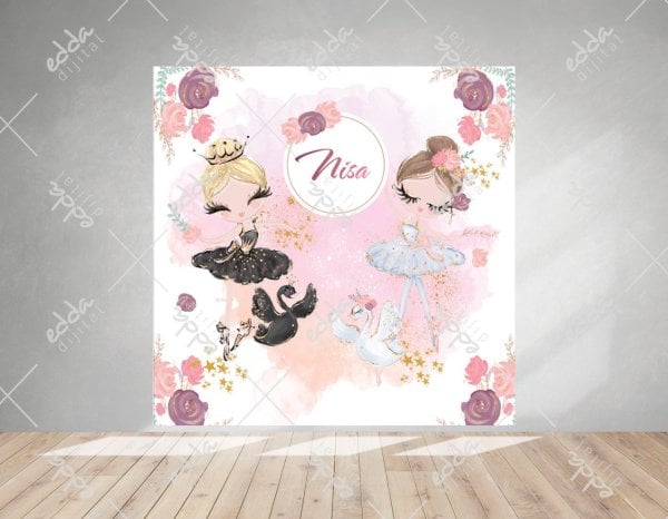 Siyah Beyaz Kuğu ve Balerin  Temalı Parti  Afişi