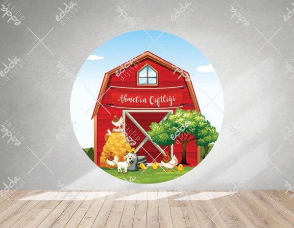 Çiftlik Evi Temalı Yuvarlak  Doğum Günü Afişi