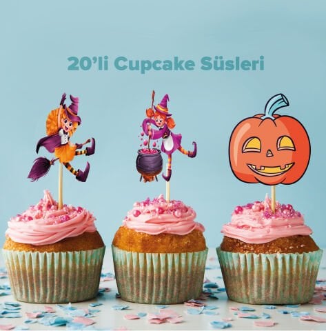 Halloween Konseptli Cupcake Süsü