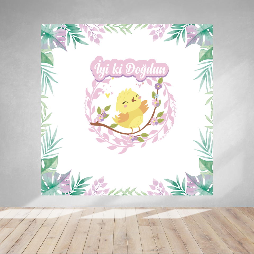 Kuş Temalı Doğum Günü Afişi