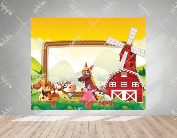 Çiftlik Hayvanları Temalı  Kare Parti Afişi
