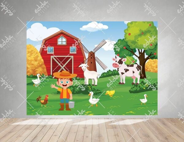 Çiftlik Konsepti  Temalı Özel Baskı Afiş