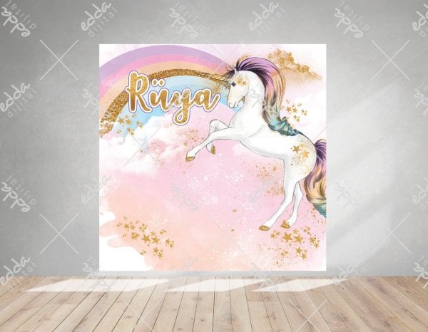 Unıcorn Konsept İsim Baskılı Parti  Afişi