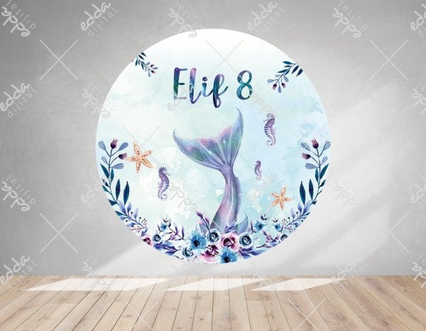 Deniz Kız Konsept Yuvarlak  Özel Baskı Afiş