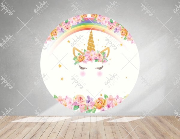Unıcorn  Temalı Kişiye Özel Tasarım Yuvarlak  Afiş
