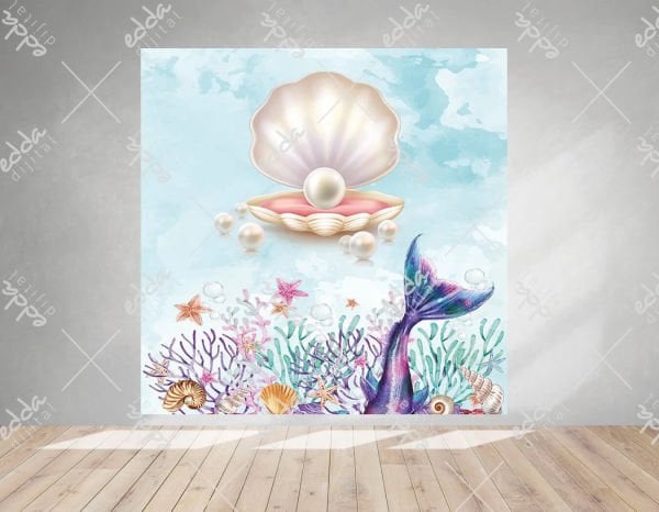 Deniz Kızı Kuyruk ve İncili İstiridye Temalı Afiş