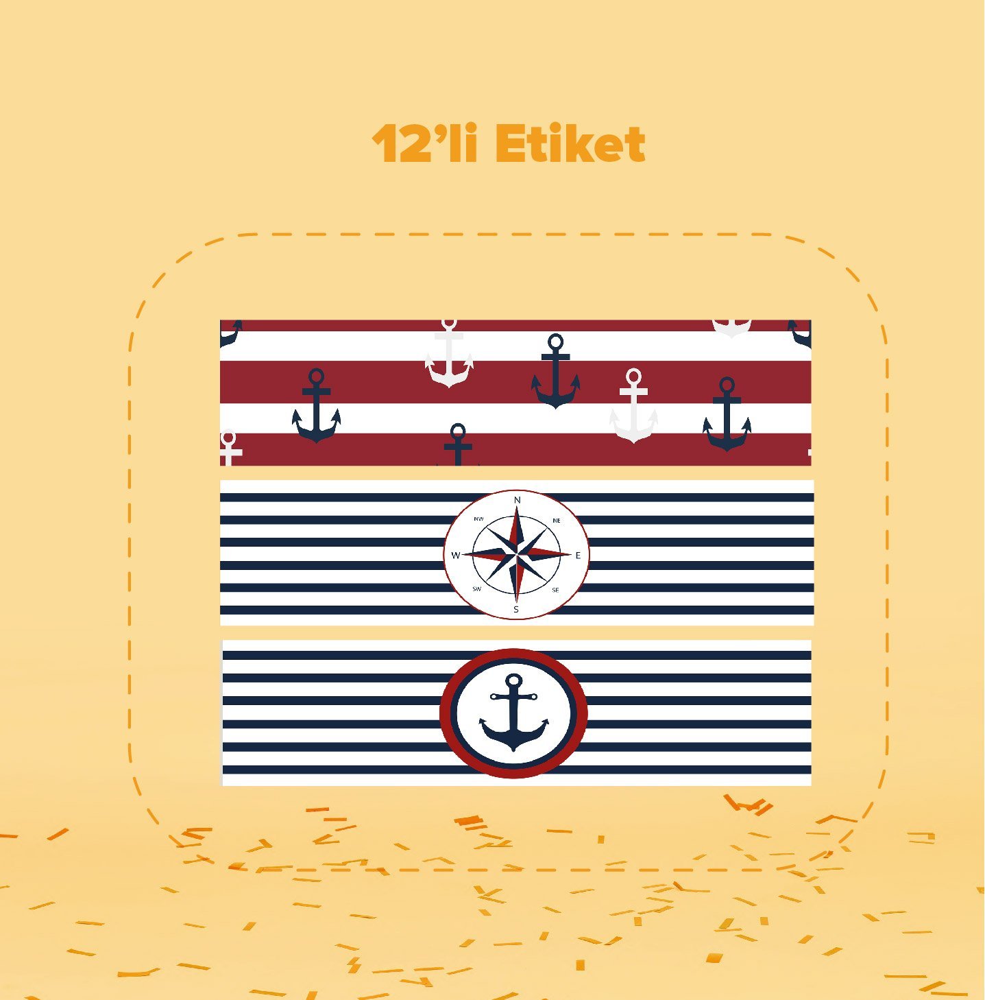 Çapa Temalı Su Şişesi Etiketi