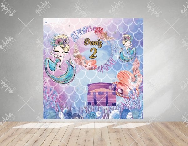 Deniz Kızı Temalı Renkli Parti Afişi