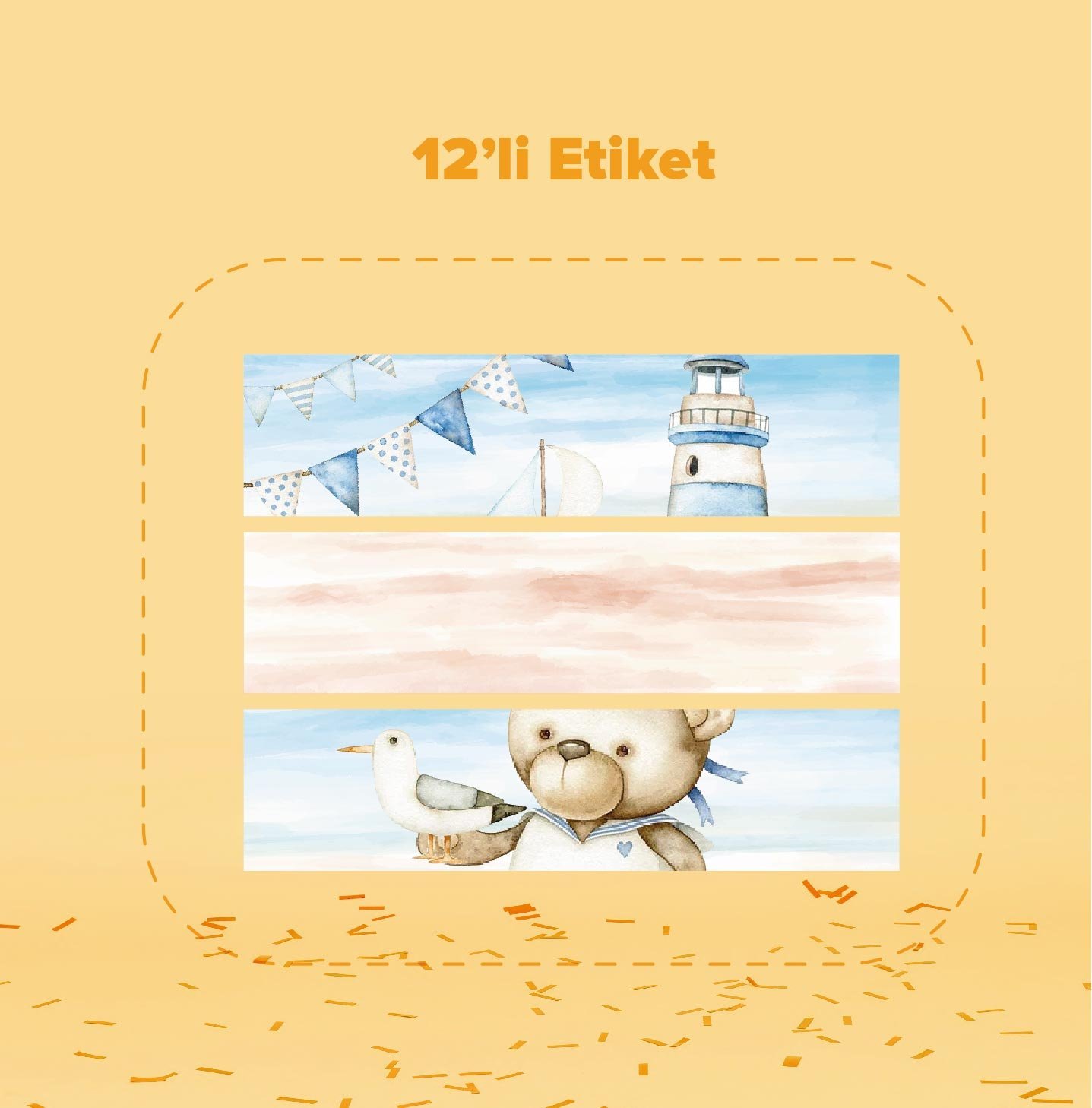 Denizci Ayıcık Temalı Su Şişesi Etiketi