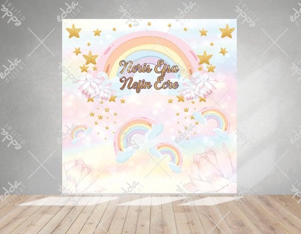 Unıcorn Gökkuşağı ve Yıldızlar Temalı  Afişi