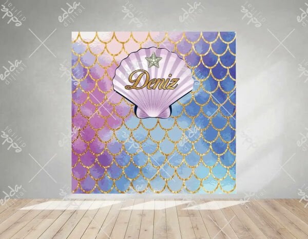 Renkli  Tema İstiridye  Doğum Günü Afişi 100*70