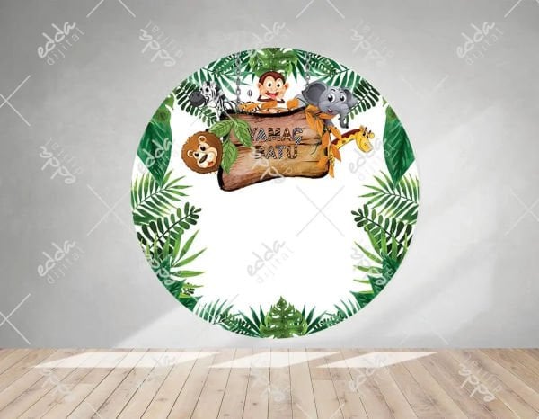 Safari Temalı Yuvarlak Doğum Günü  Afişi