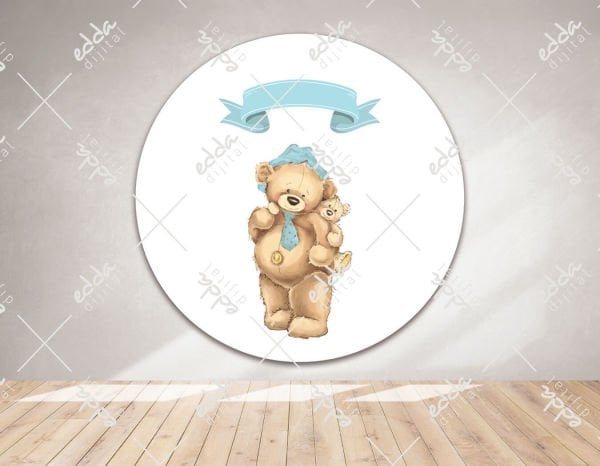 Ayıcık Temalı Mavi Baby Shower Afiş