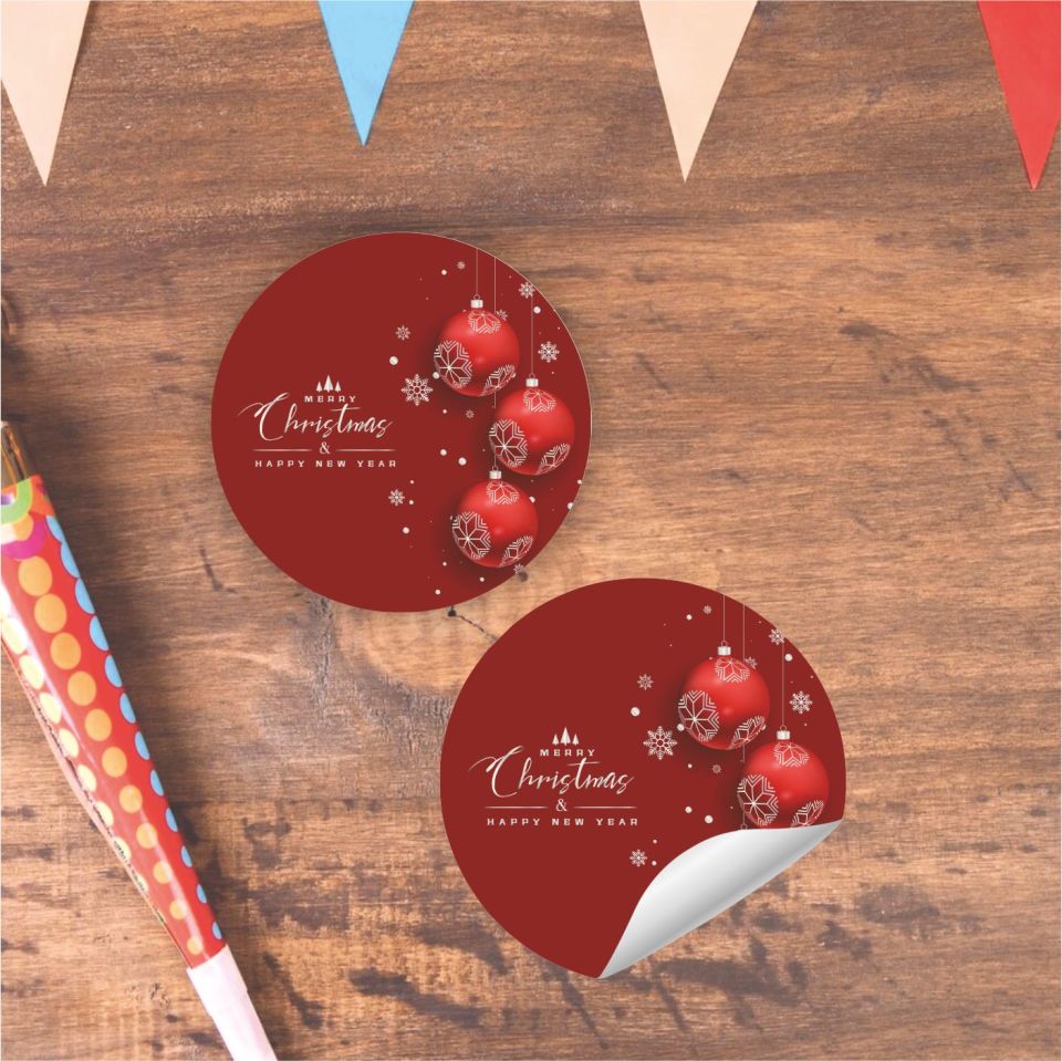 Yılbaşı Temalı Yuvarlak Etiket